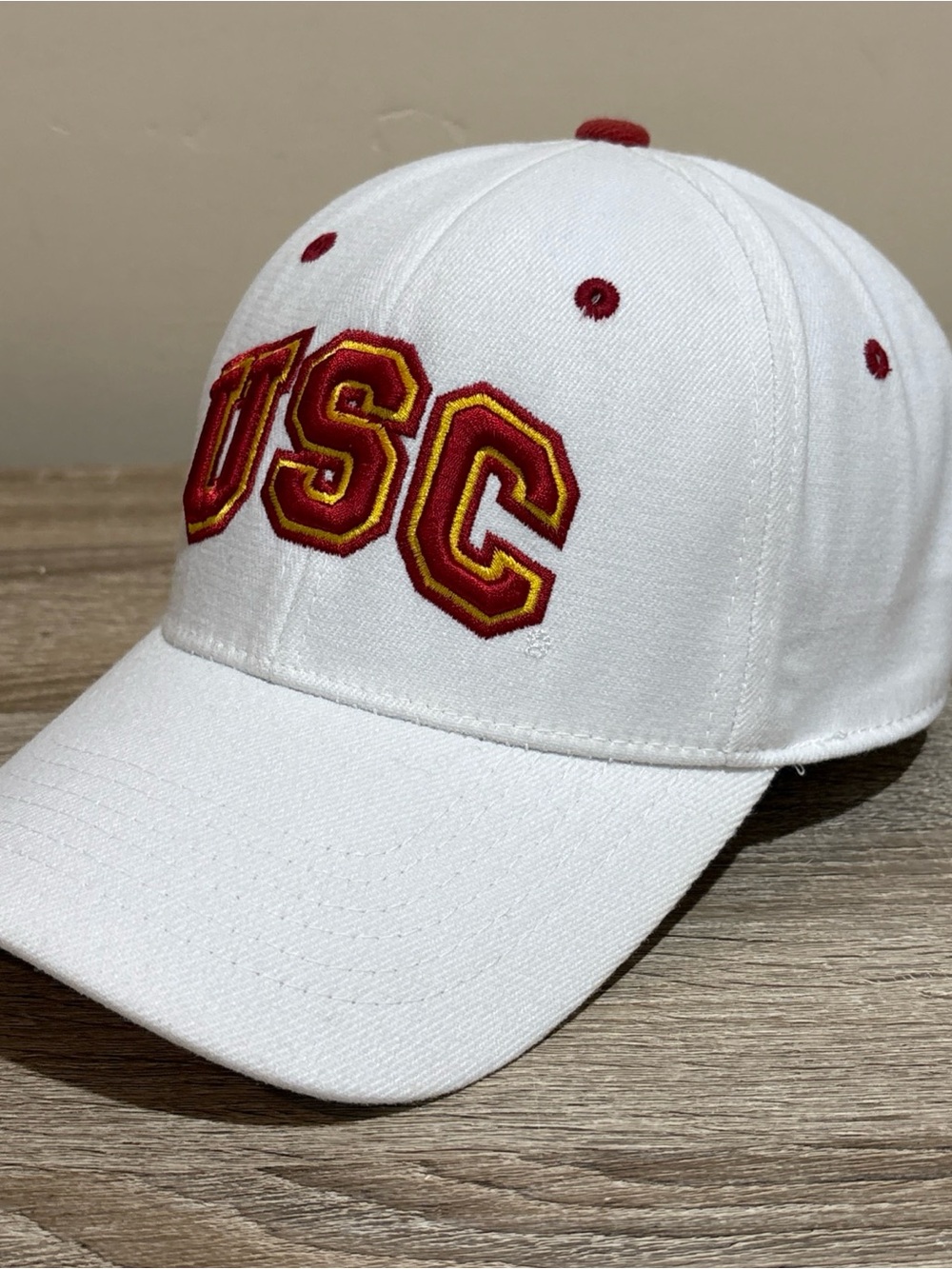 Vintage USC Trojans Hat Cap Top of the World One Size Fitted White Embroidered